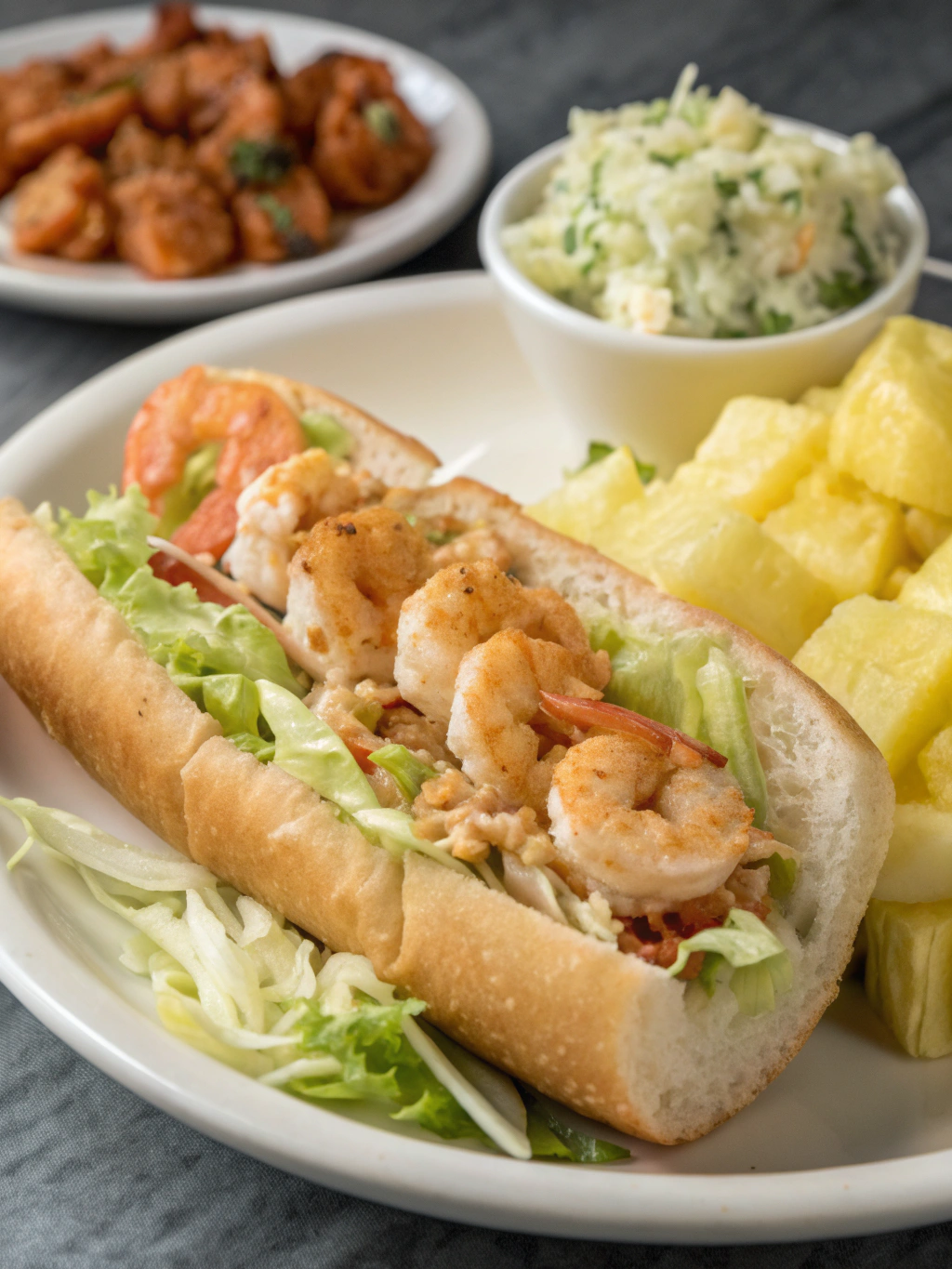 Shrimp Po’Boys with Pineapple Slaw