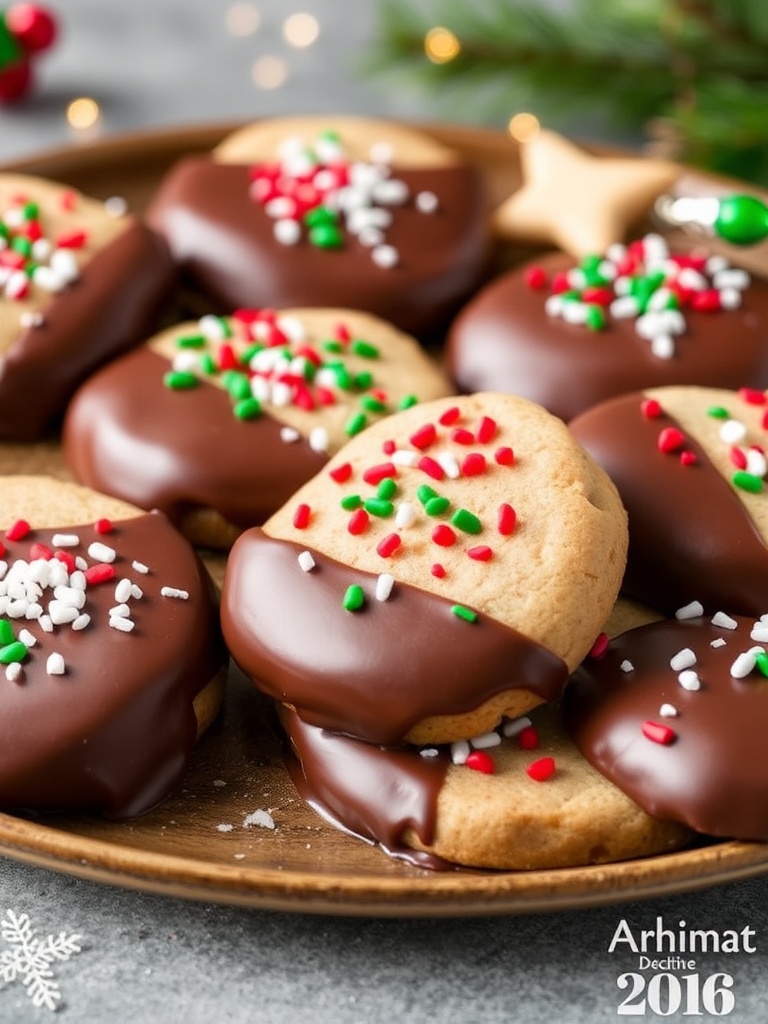 Chocolate Dipped Christmas Cookies