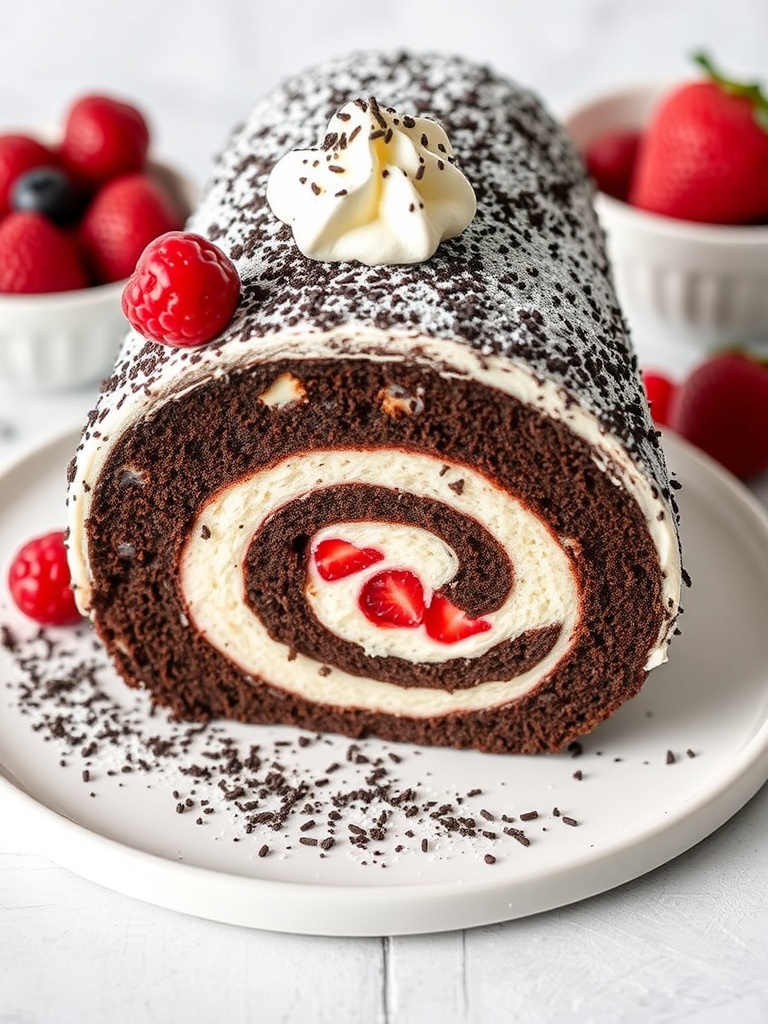 heavenly black forest roll cake