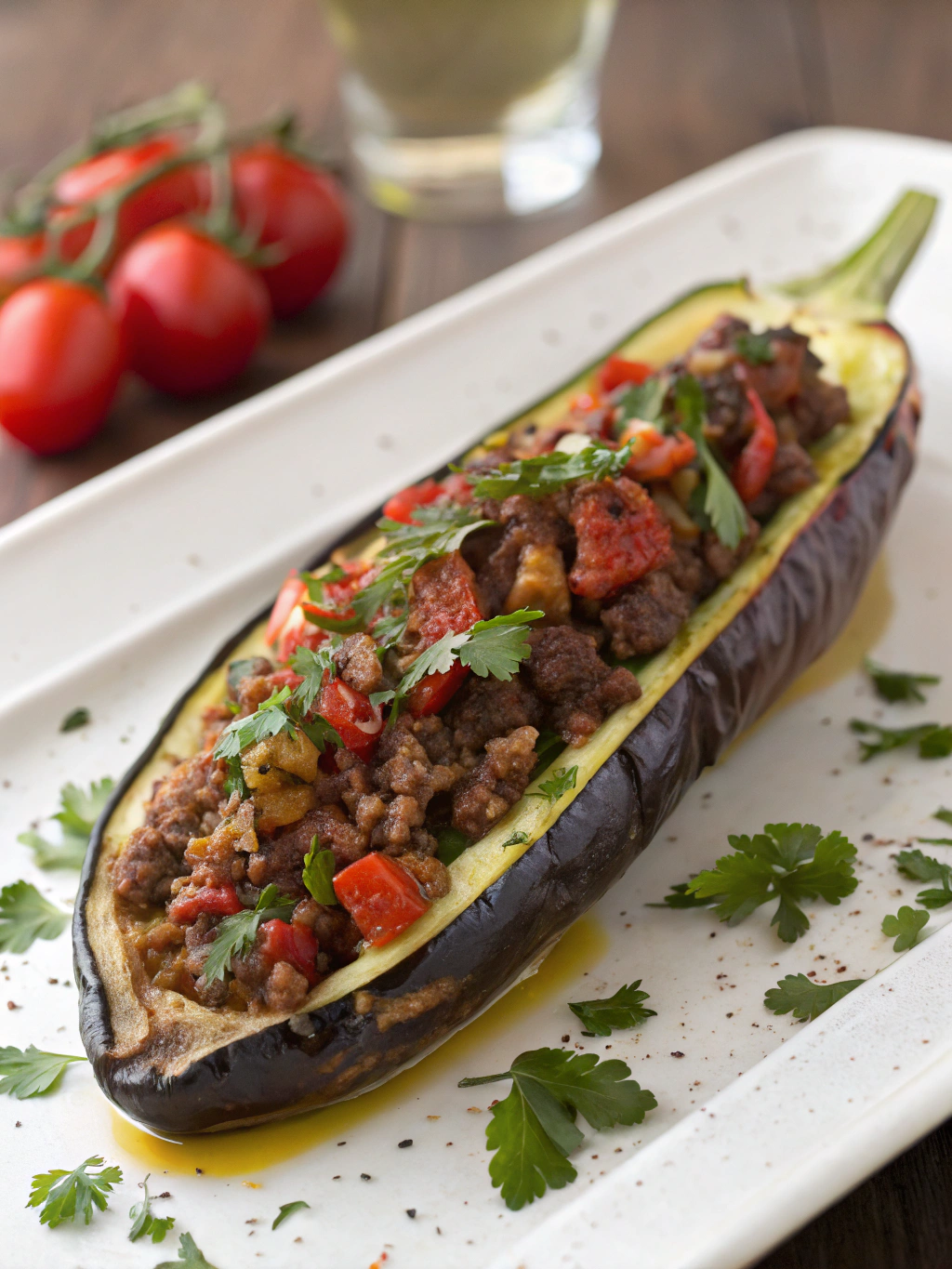 Karniyarik stuffed eggplant