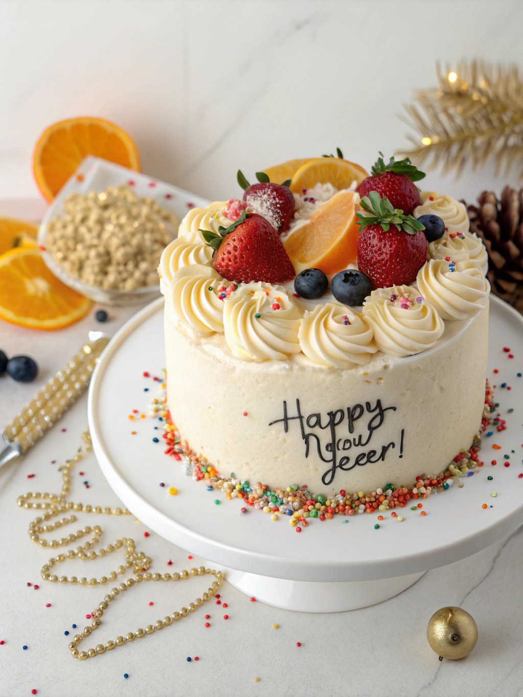 New Year Cake Buttercream Garden ingredients