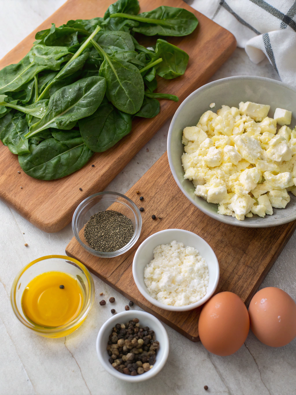 Spinach & Feta Omelette Ingredients