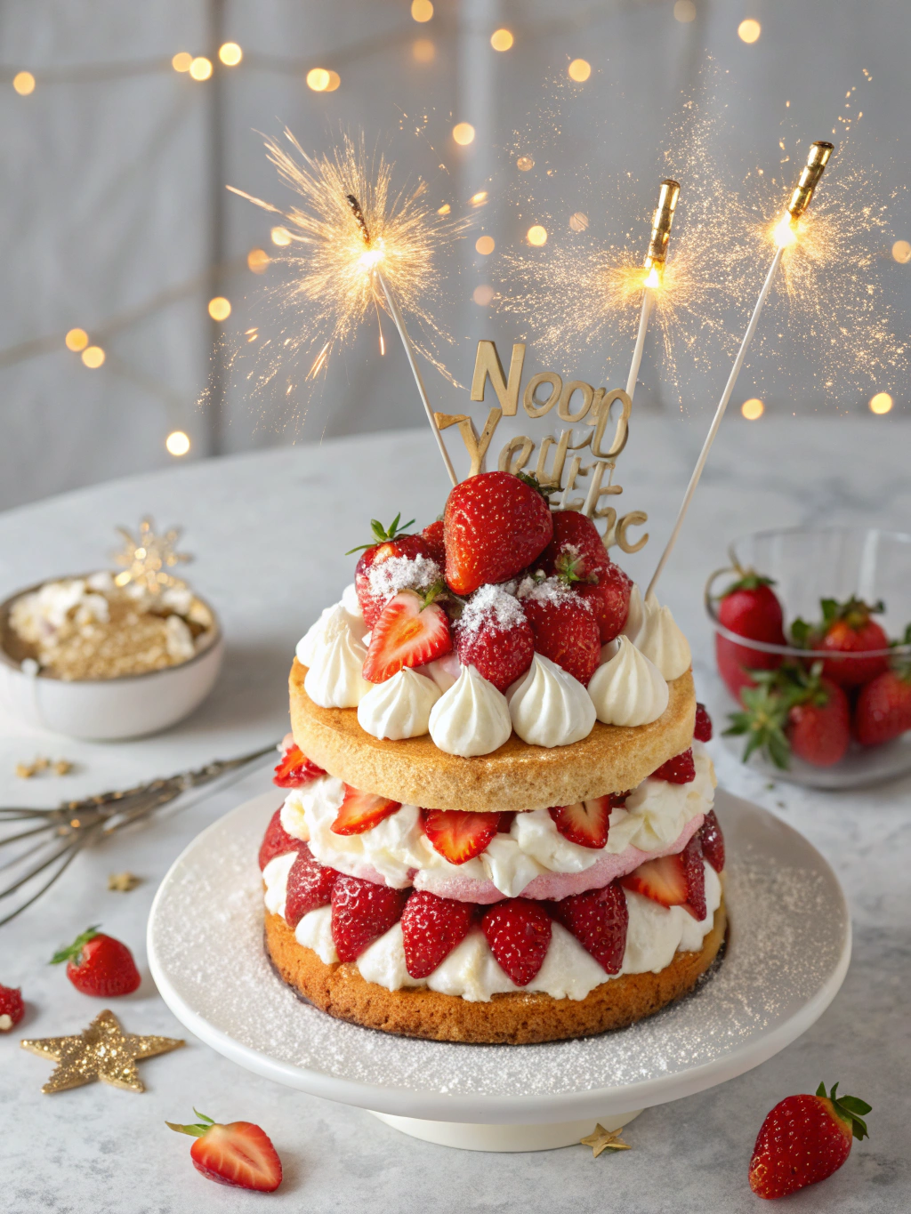 New Year Cake Strawberry Shortcake