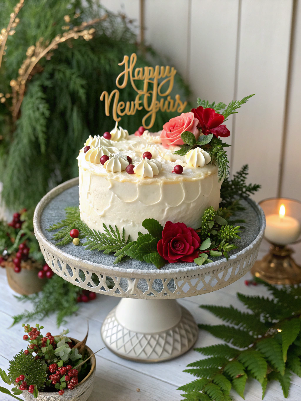New Year Cake Buttercream Garden