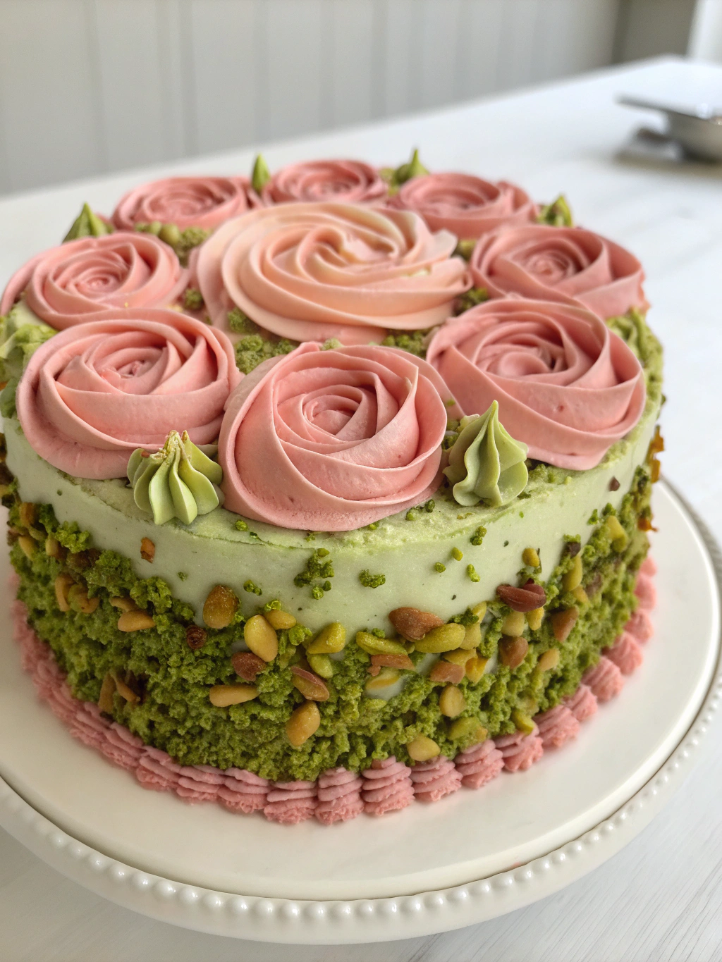 New Year Cake Pistachio Rose