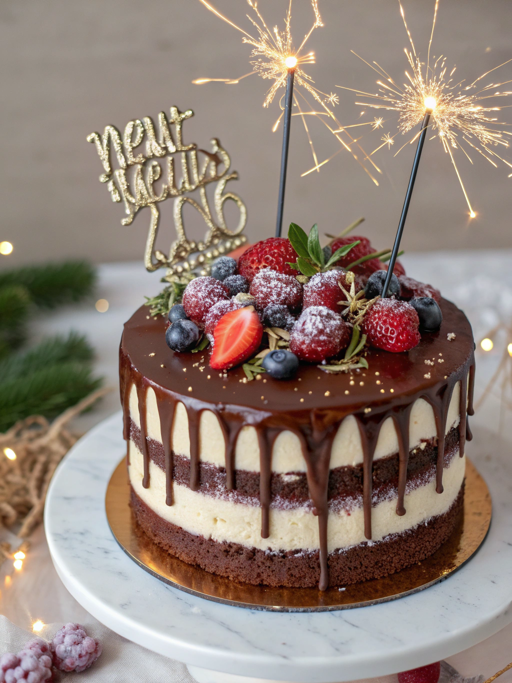 New Year Cake Nutella Drip